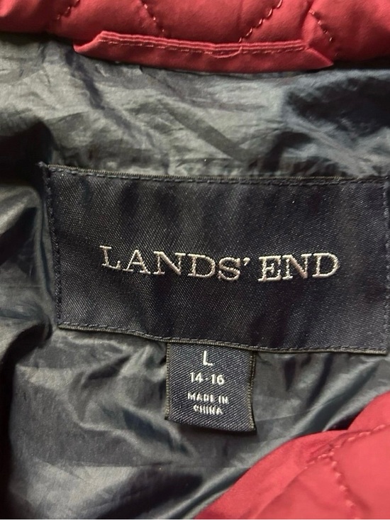Women’s Lands End Quilted Pink Button Down Puffer Jacket Size Large (14/16) - Picture 4 of 4